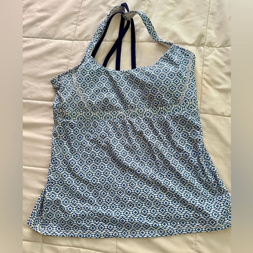 Carve Designs Blue and White Swim Top